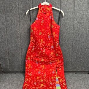 Roberta Bridal Vibrant Red Backless Dress